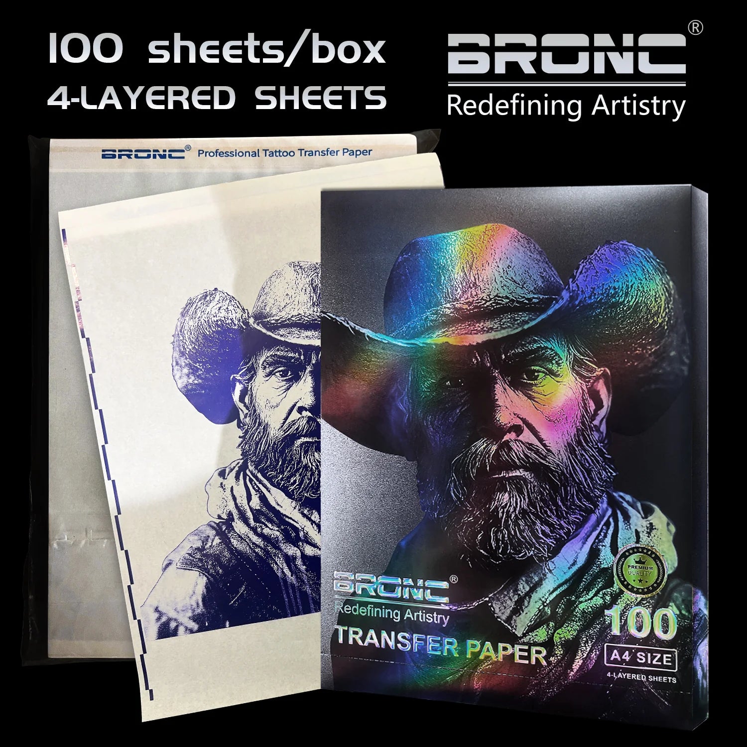 BRONC タトゥー転写ステンシルペーパー 4層 100枚